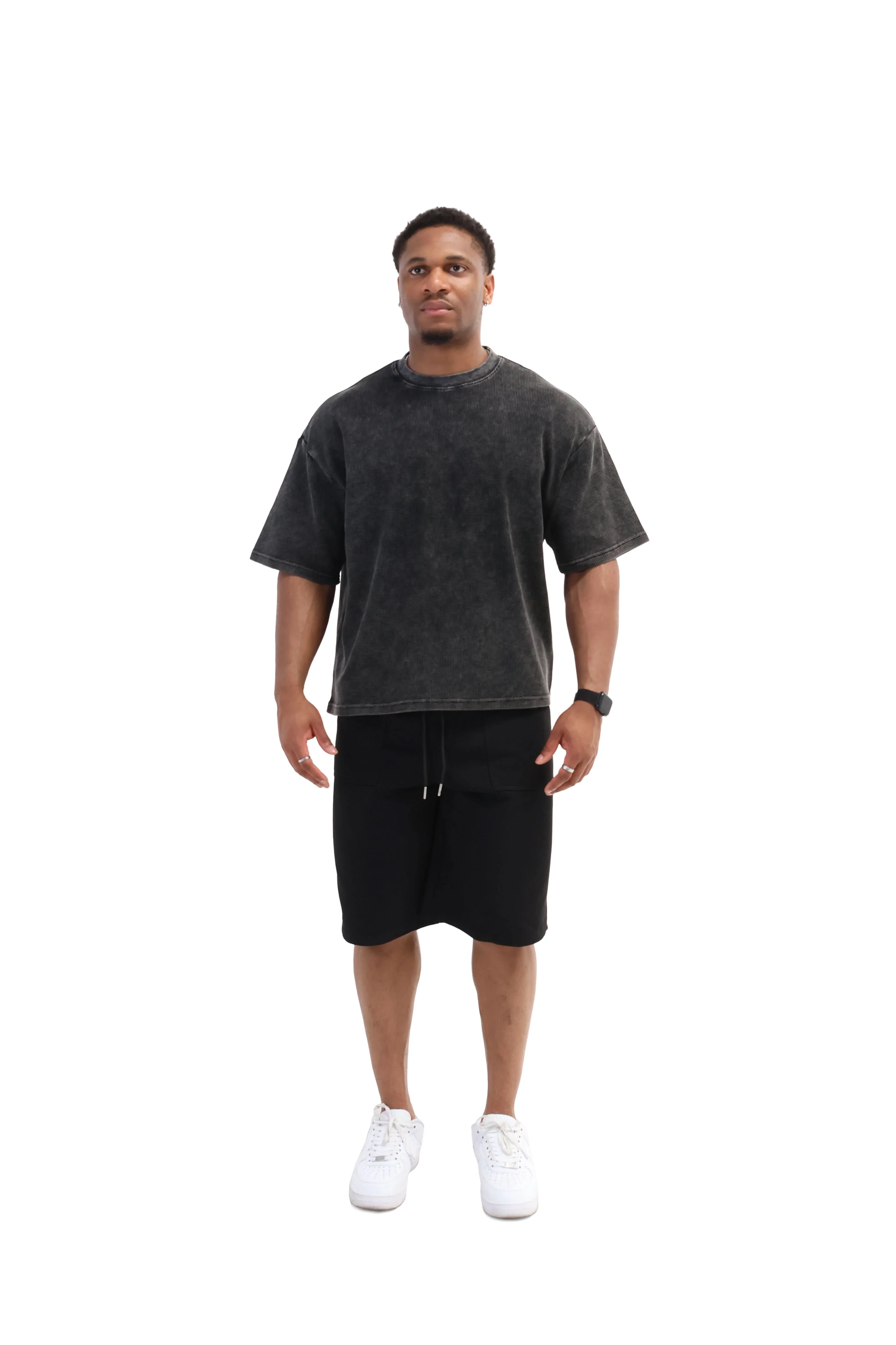 Acid Wash Waffle Boxy Fit Oversized T-Shirt 260gsm - Image 2