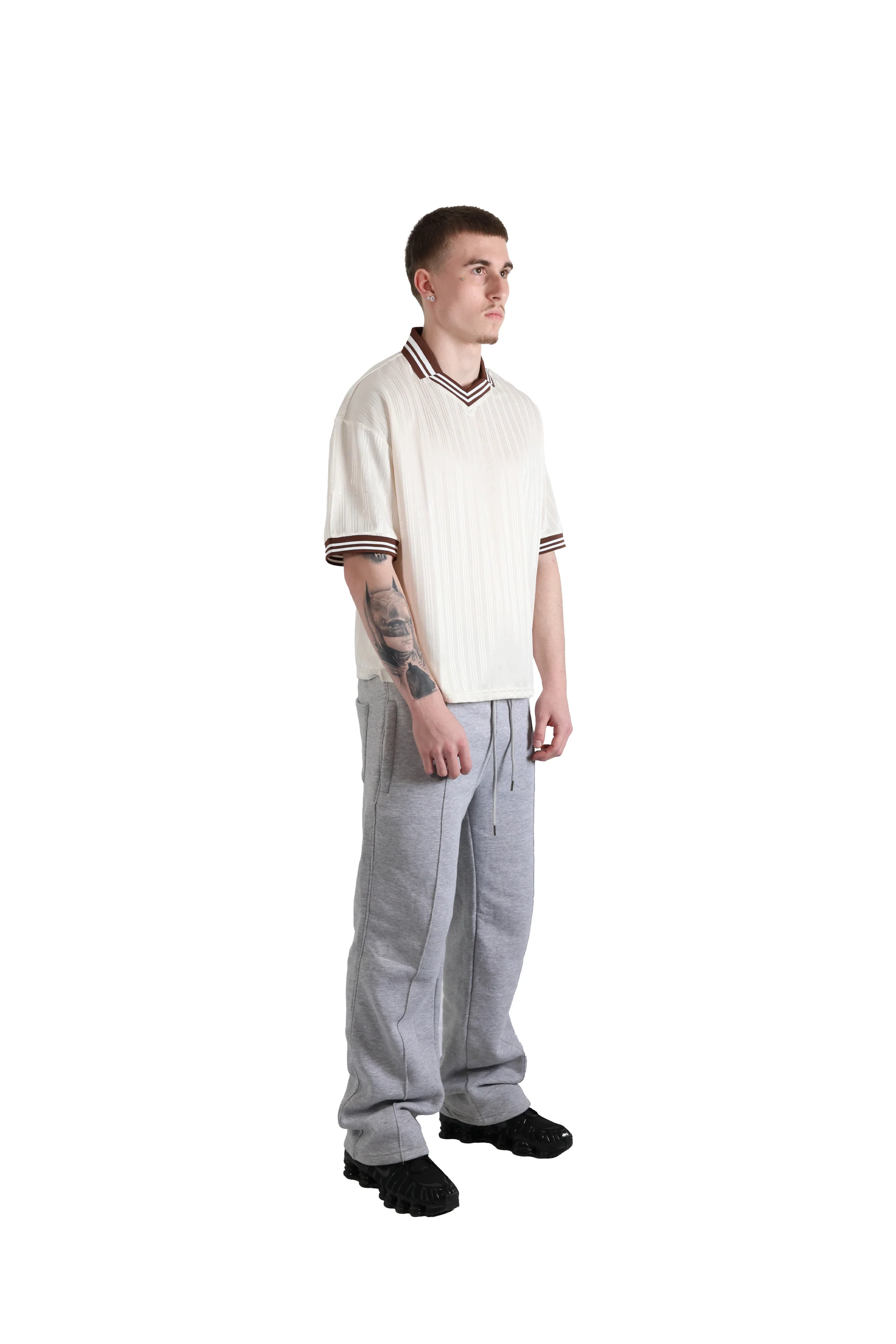 Beige Stripe Jersey 150gsm