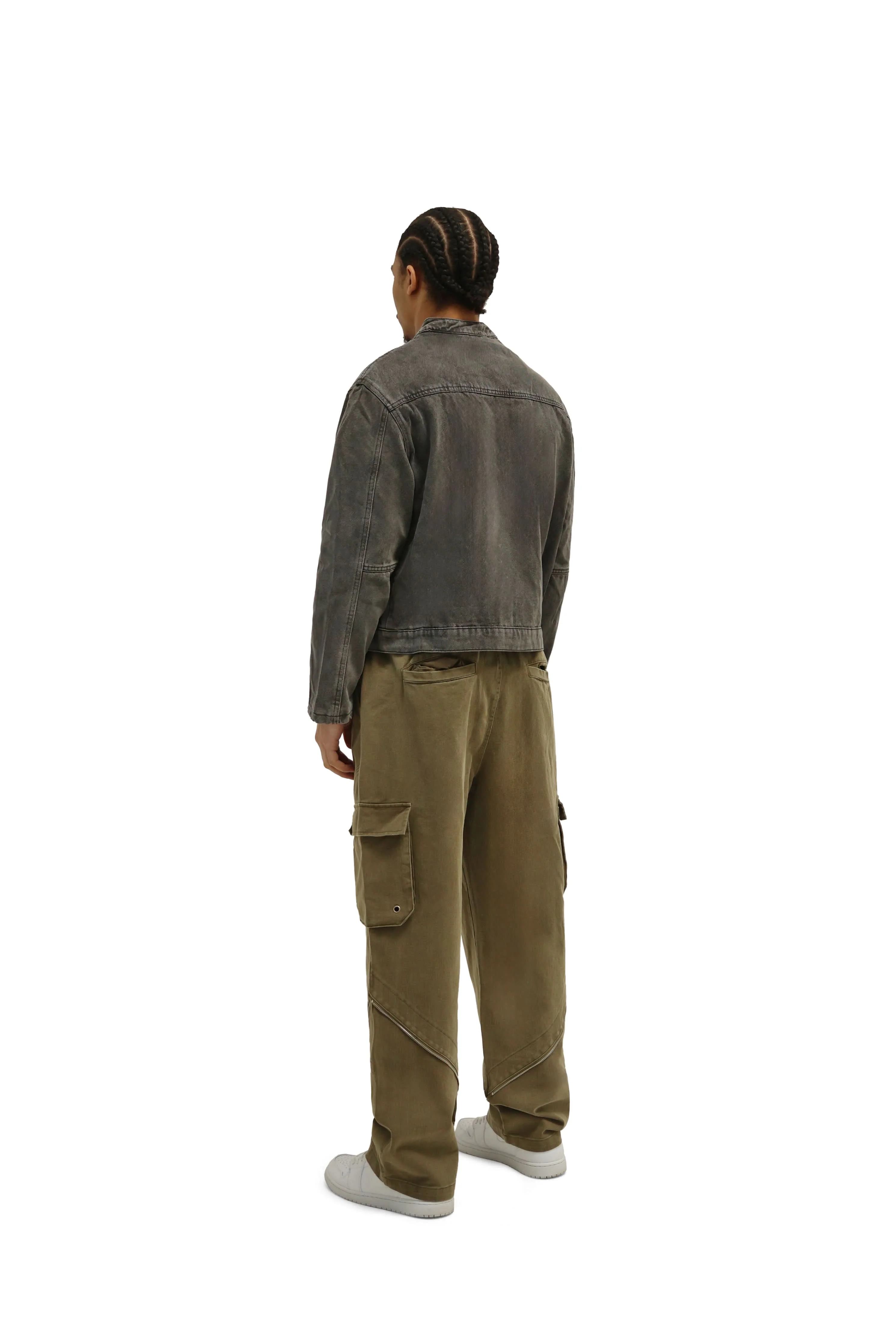 Denim Wash Biker Jean Jacket - Image 13