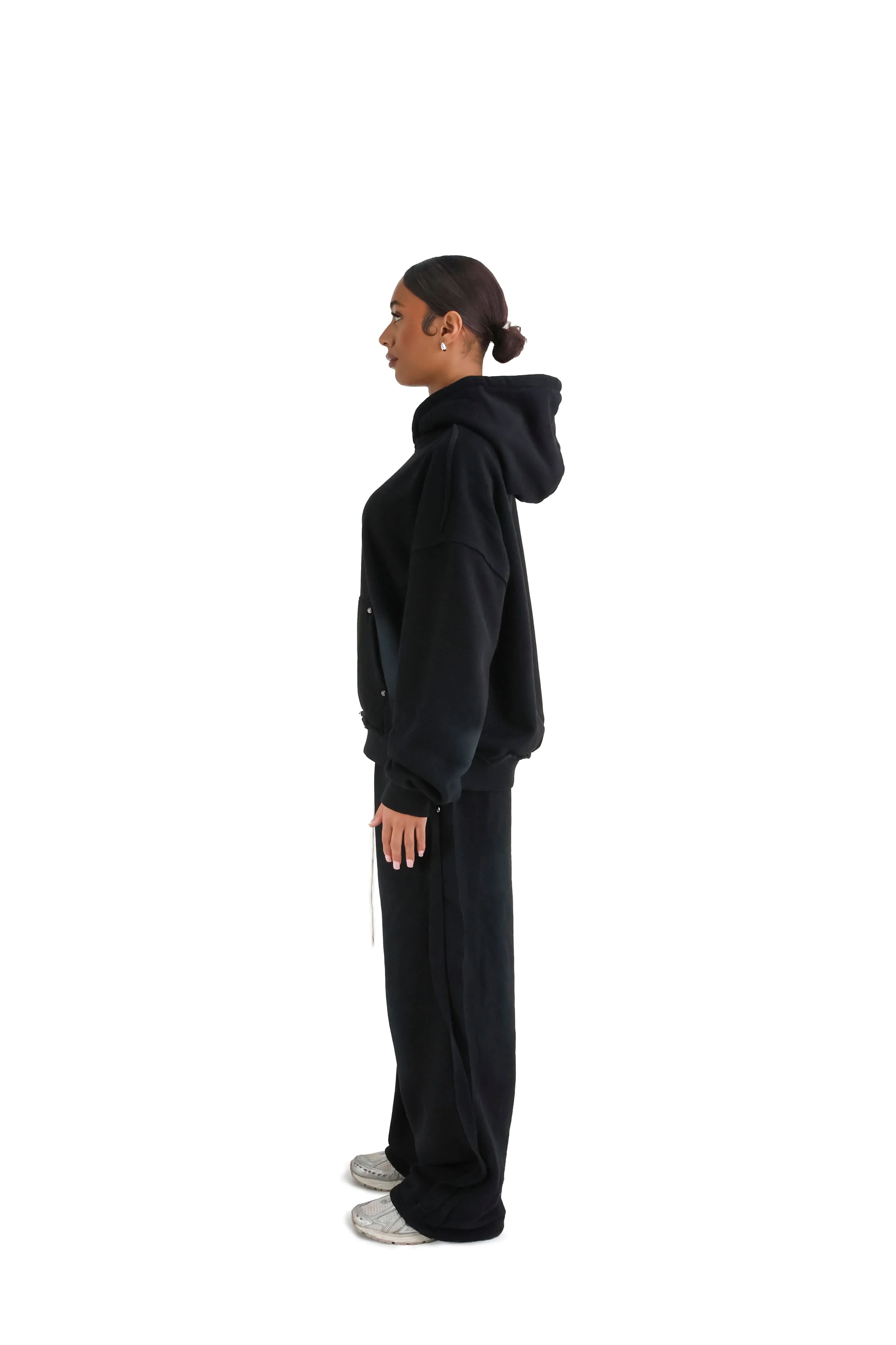 Distressed Acid Wash Stud Wide Leg Joggers 400GSM - Image 12