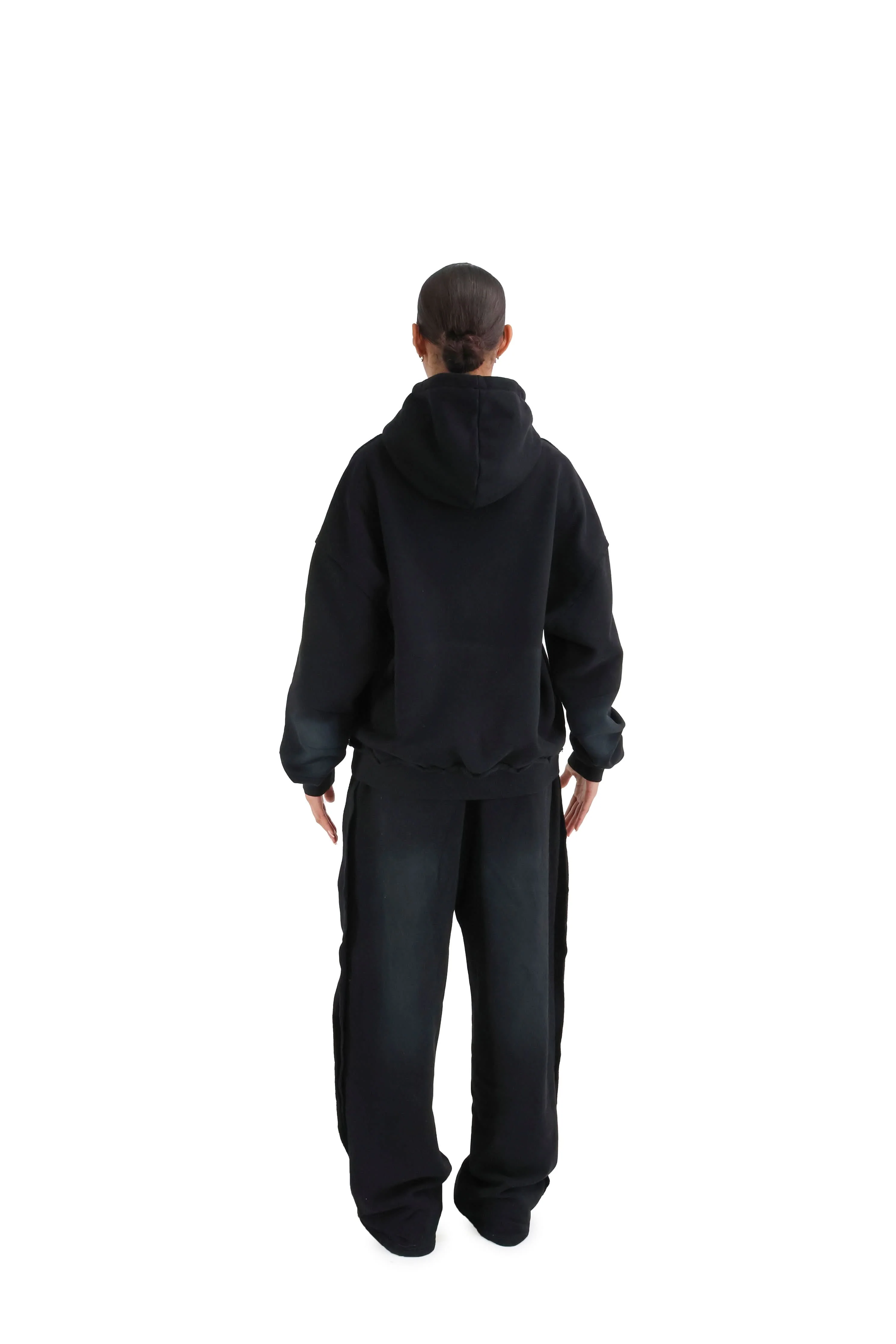 Distressed Acid Wash Stud Wide Leg Joggers 400GSM - Image 14