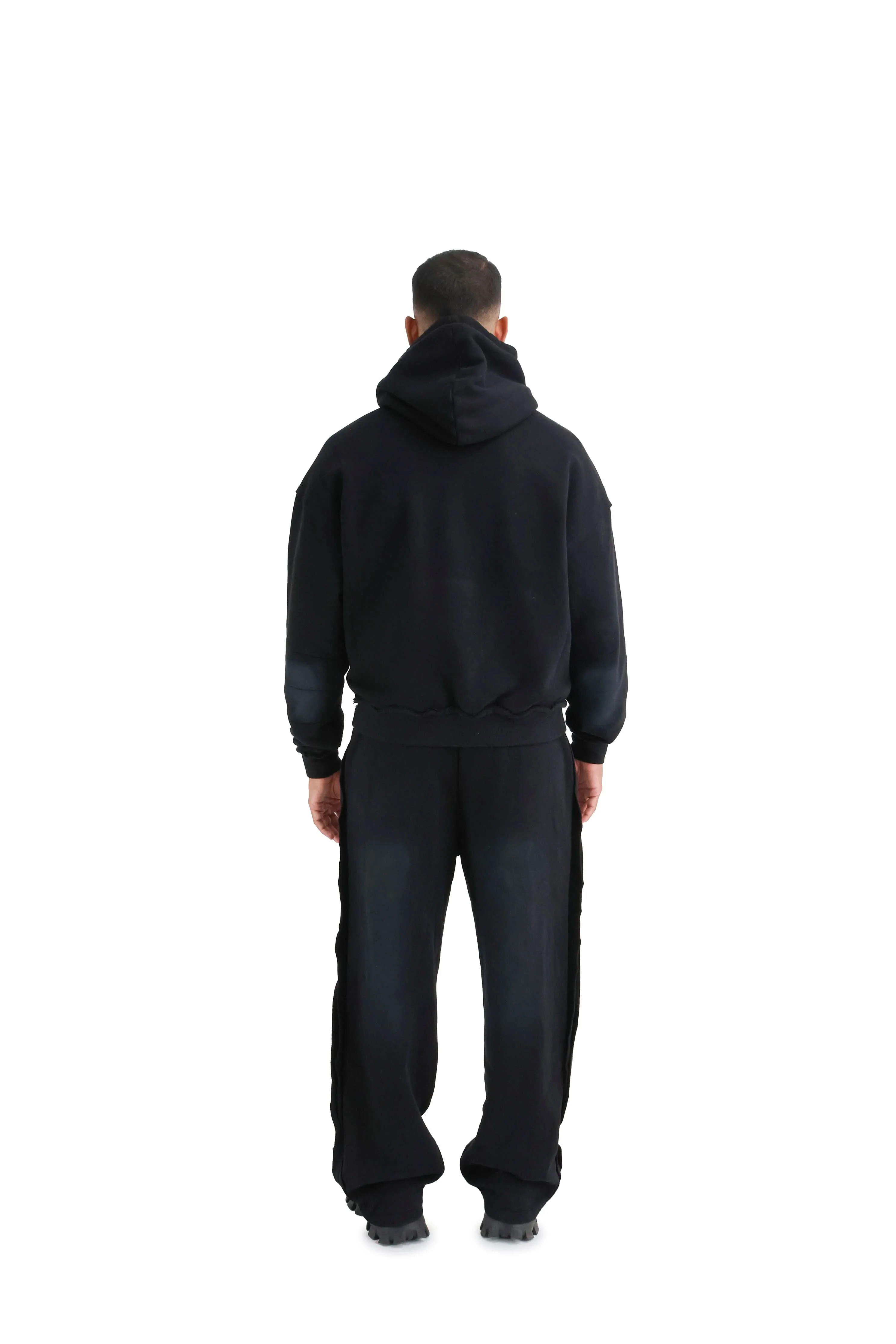 Distressed Acid Wash Stud Wide Leg Joggers 400GSM - Image 6