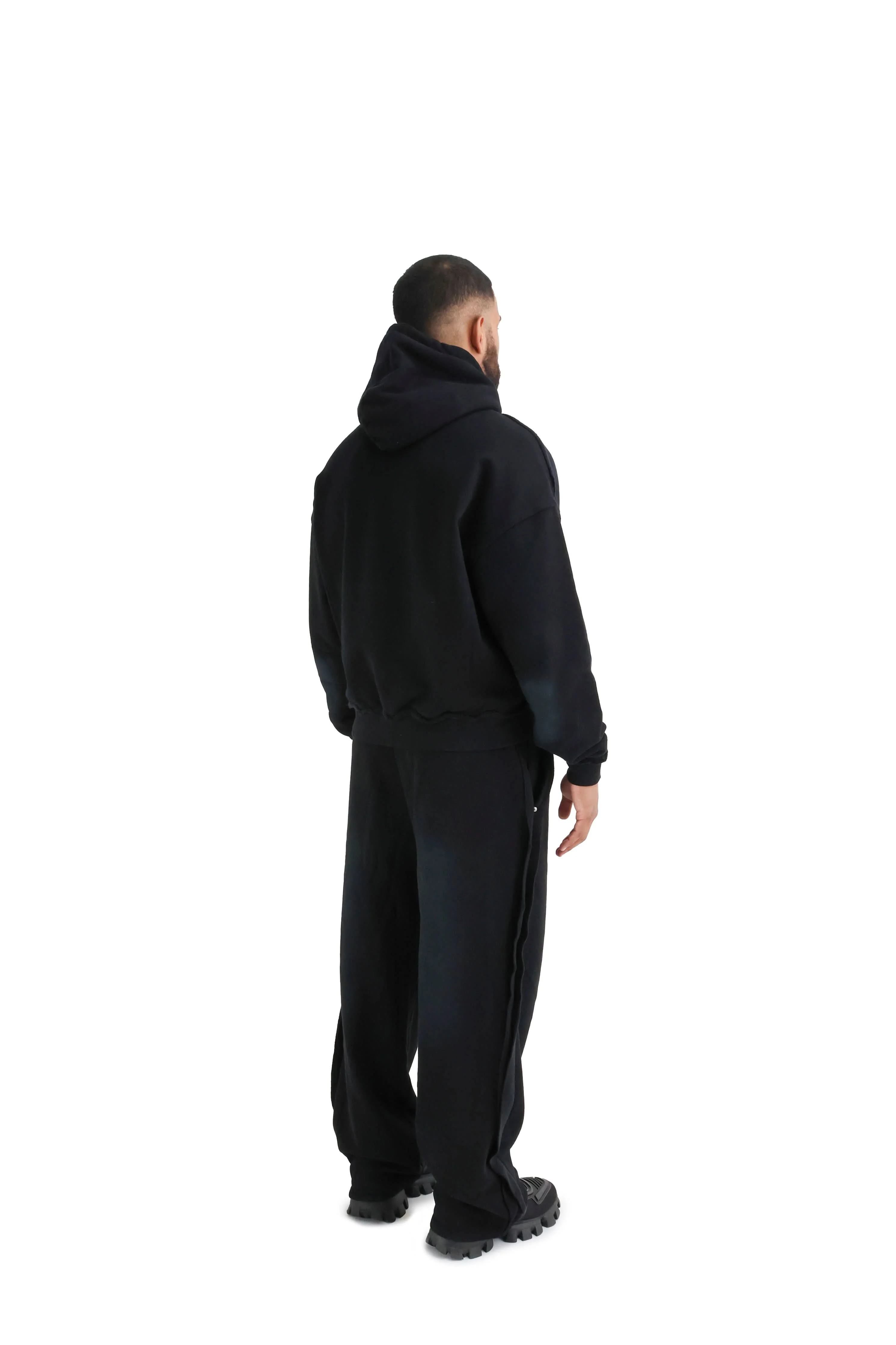 Distressed Acid Wash Stud Wide Leg Joggers 400GSM - Image 7