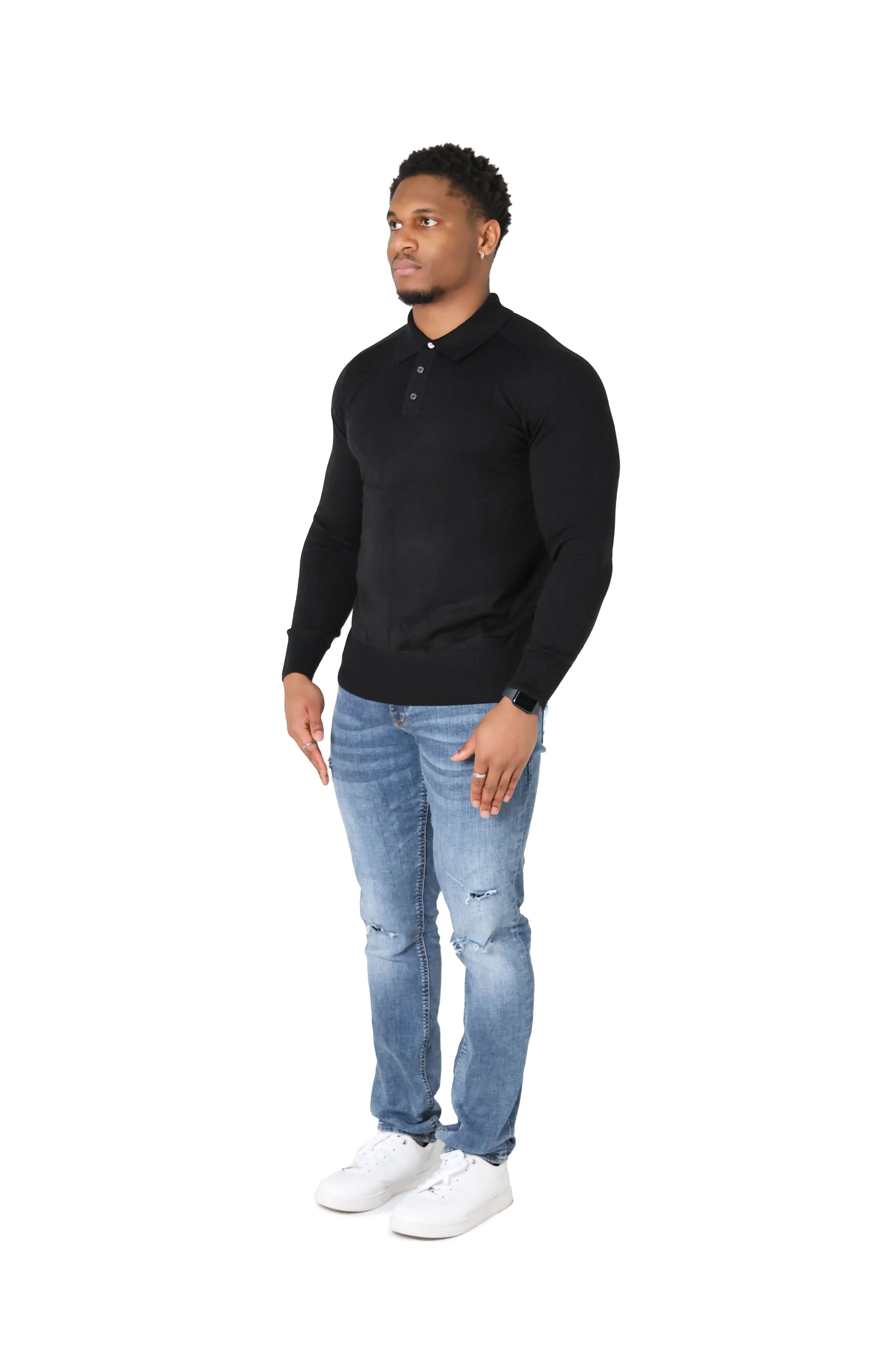 Luxury Silky Wool Knit Long Sleeve Poly Tops - Image 3