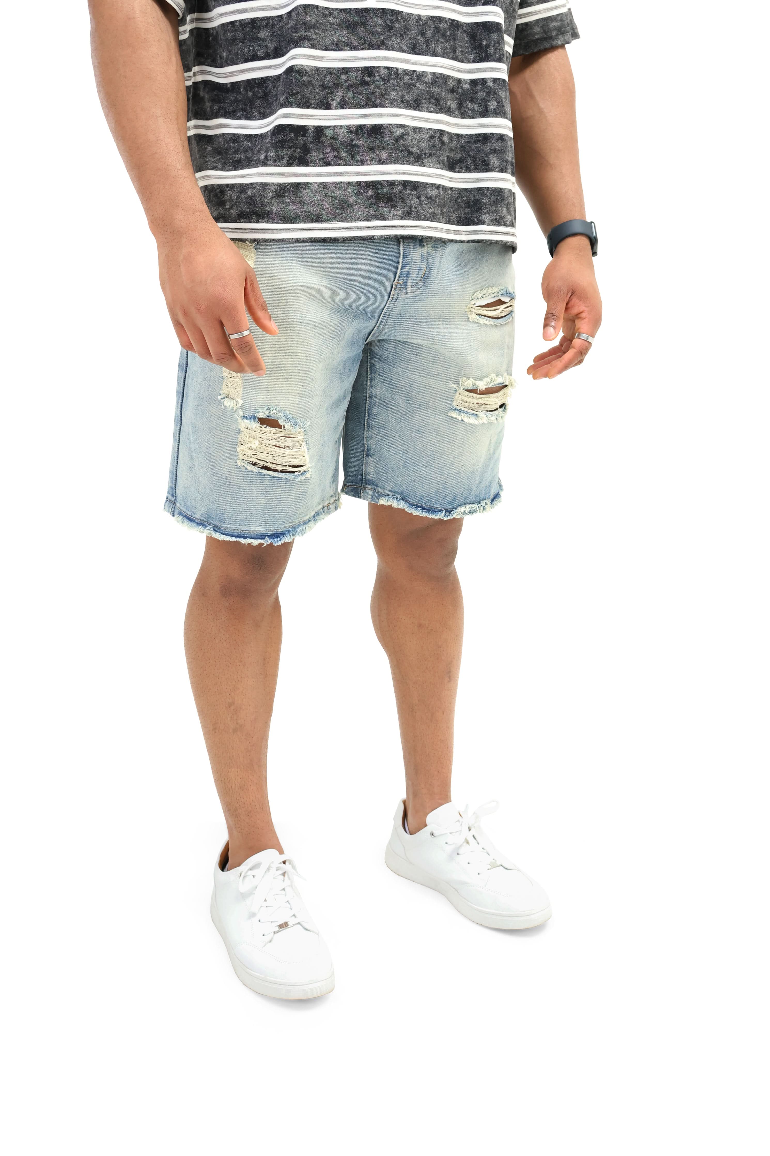 Distressed Denim Jorts - Antique Wash - Image 9