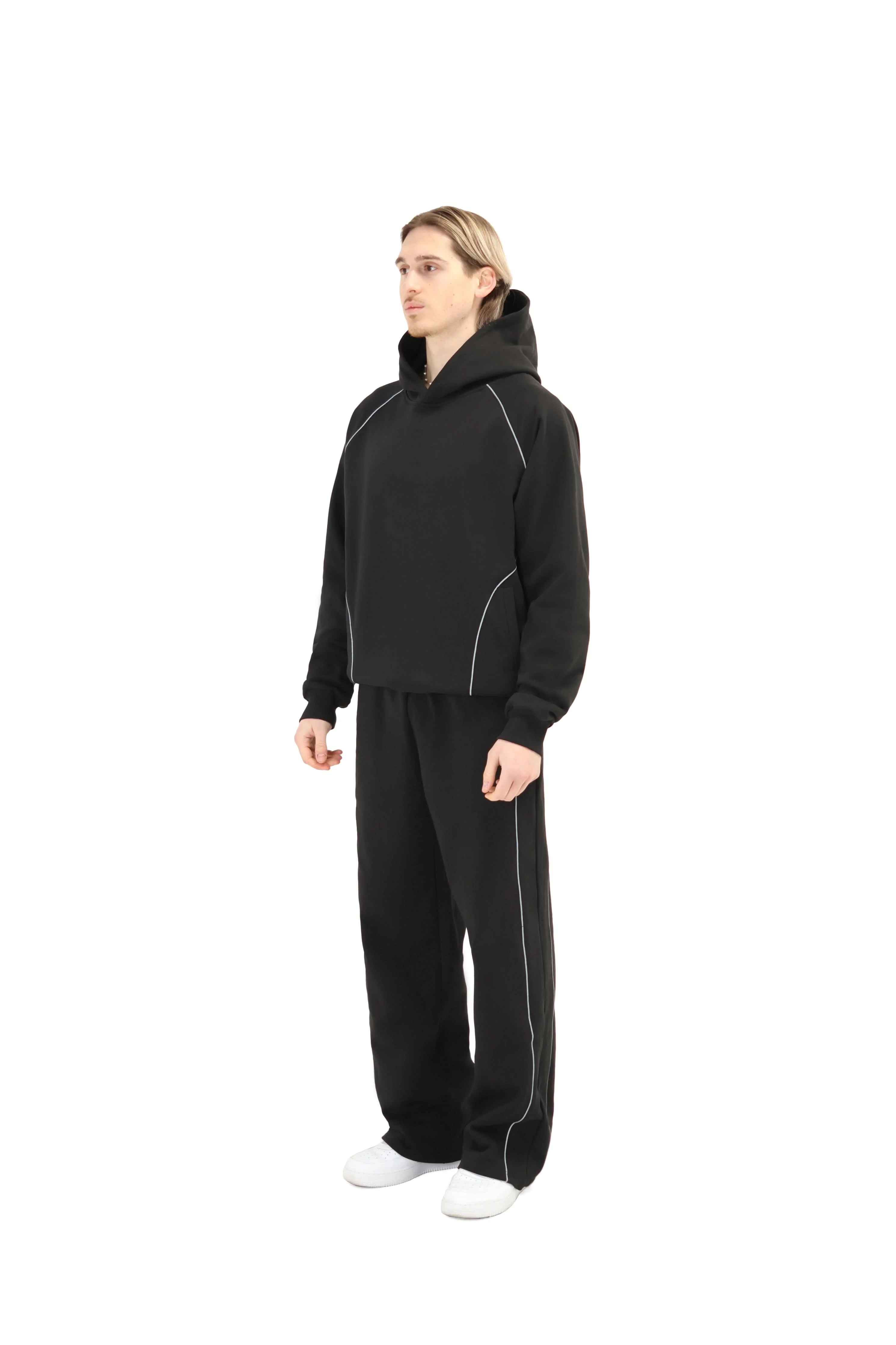Oversized Reflective Piping Hoodie 450GSM - Image 3
