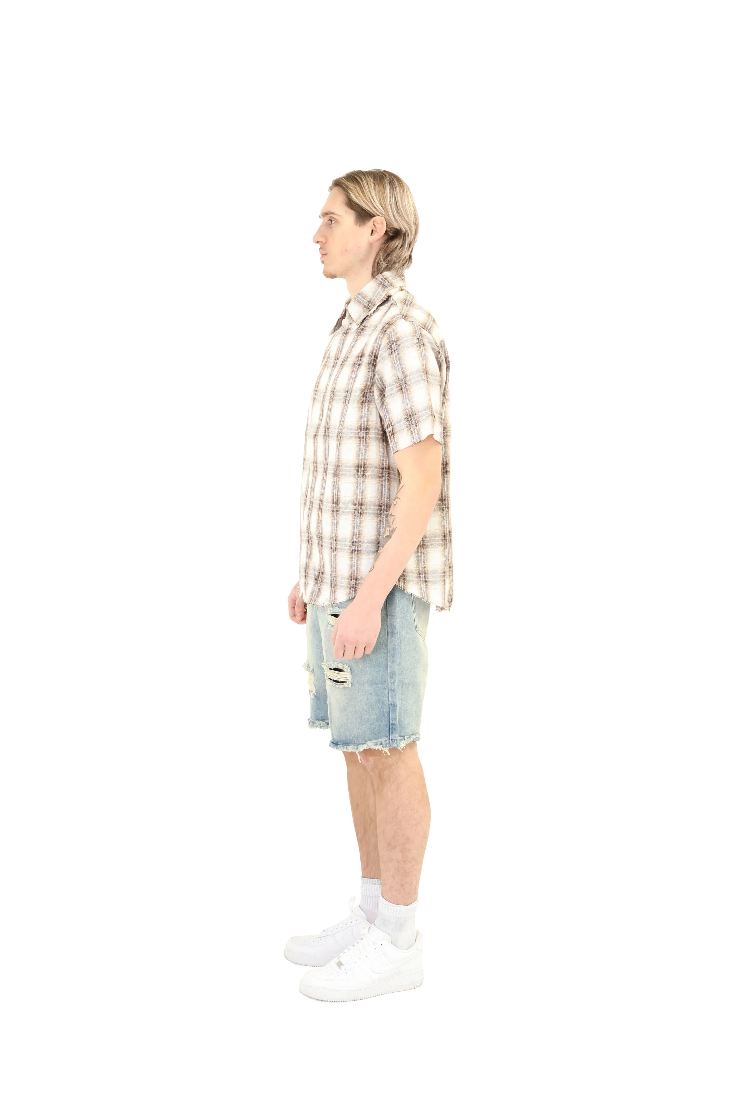 Short Sleeve Cropped Fit Checkered Shirt - Image 12
