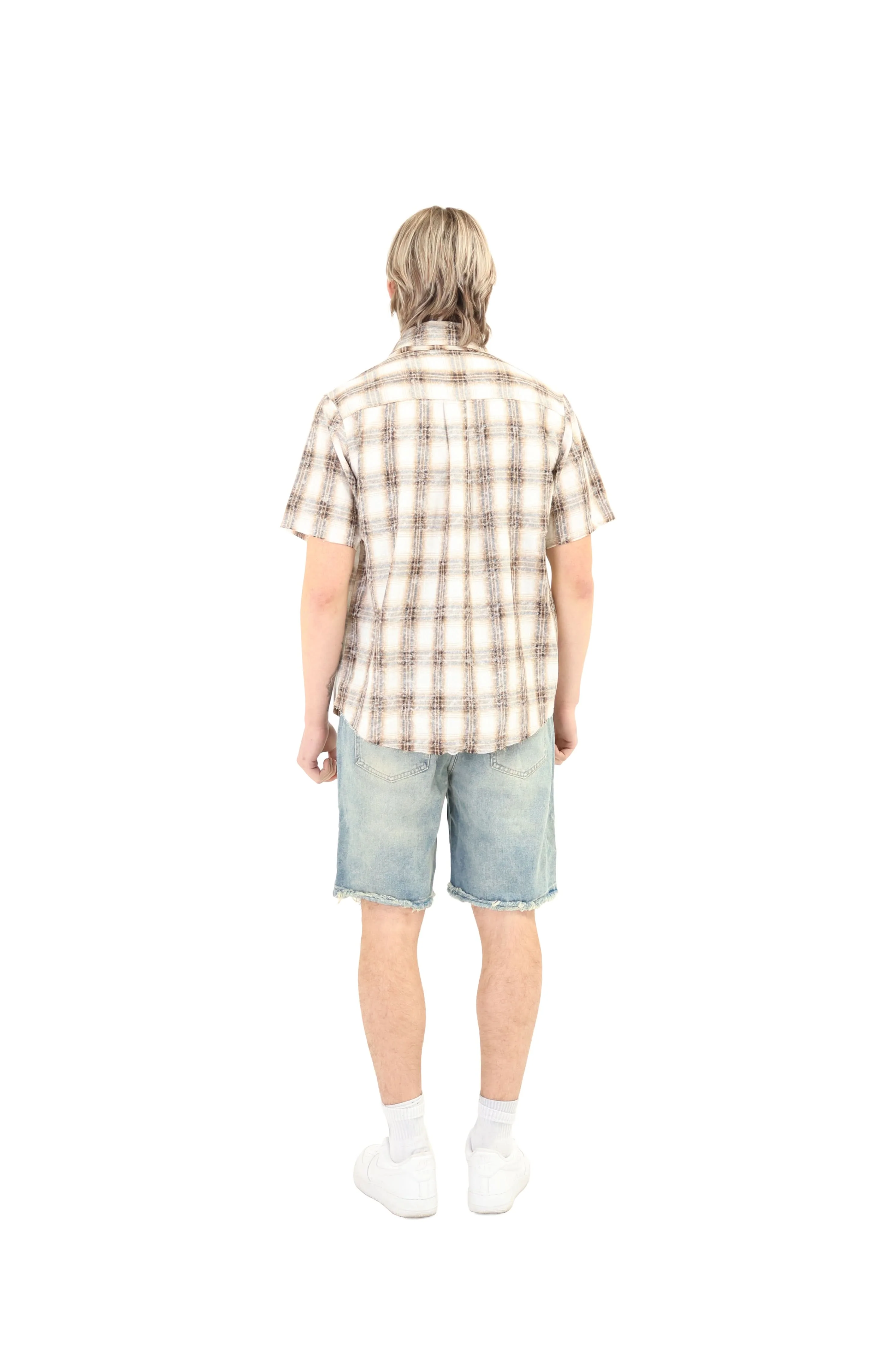 Short Sleeve Cropped Fit Checkered Shirt - Image 14