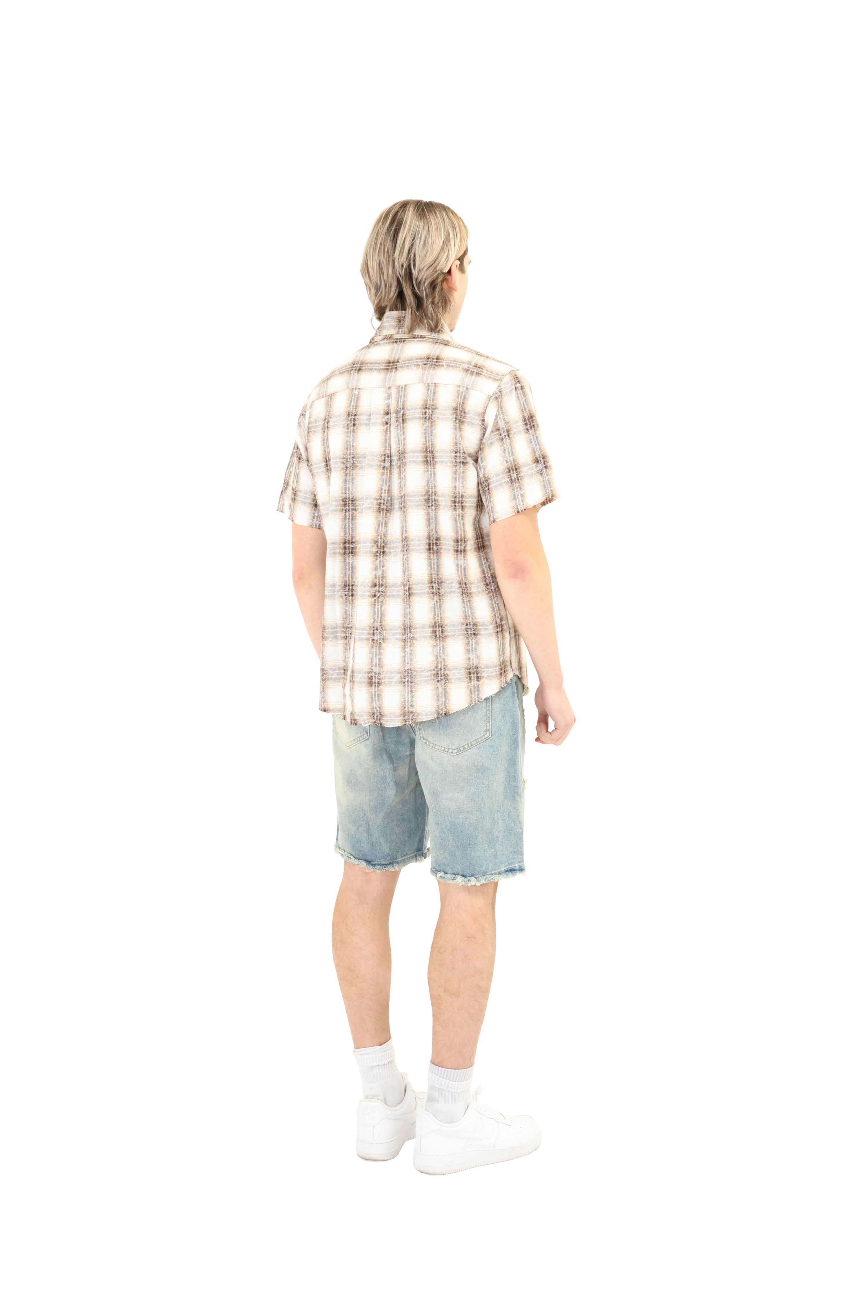Short Sleeve Cropped Fit Checkered Shirt - Image 15