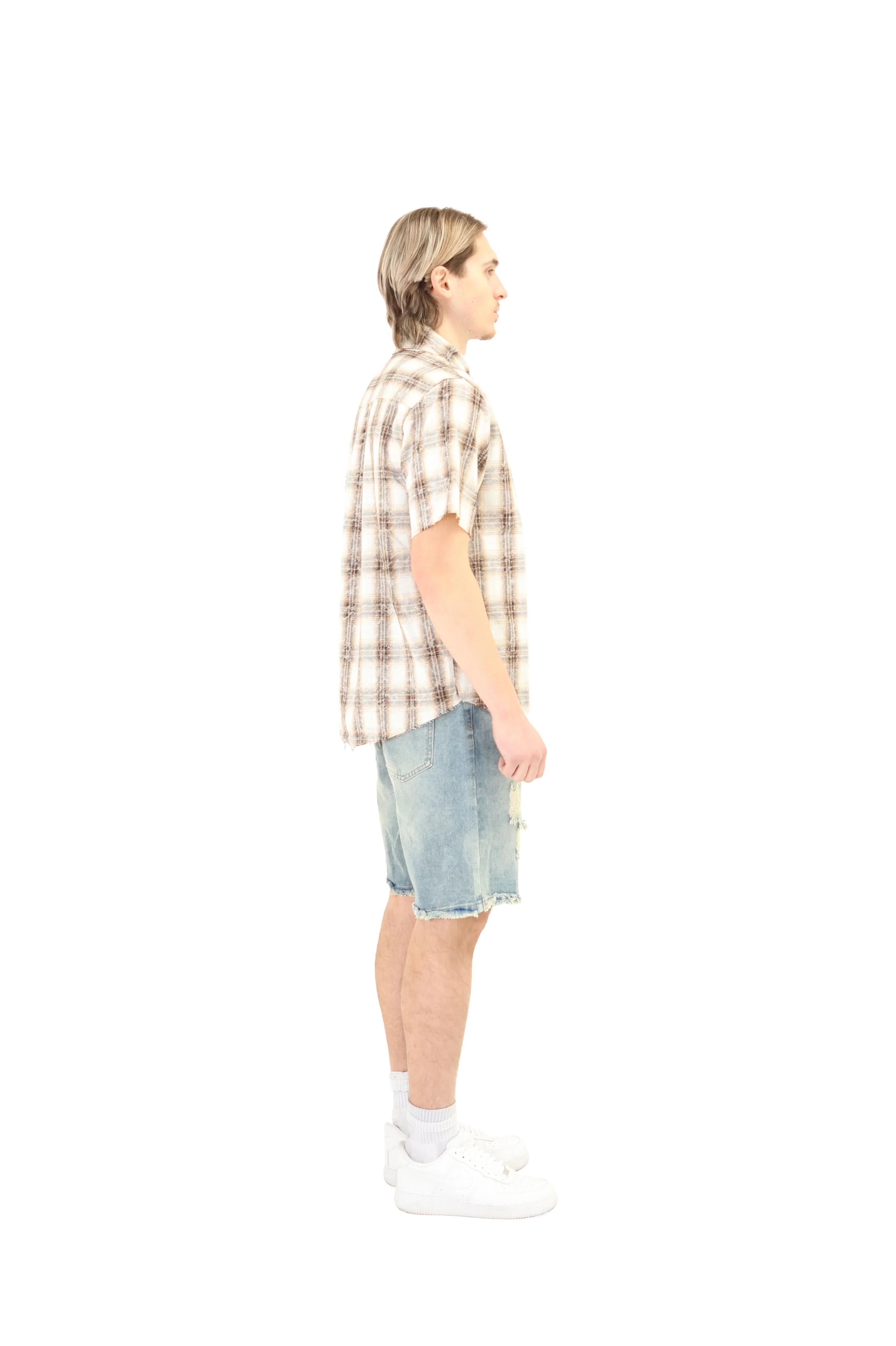 Short Sleeve Cropped Fit Checkered Shirt - Image 16