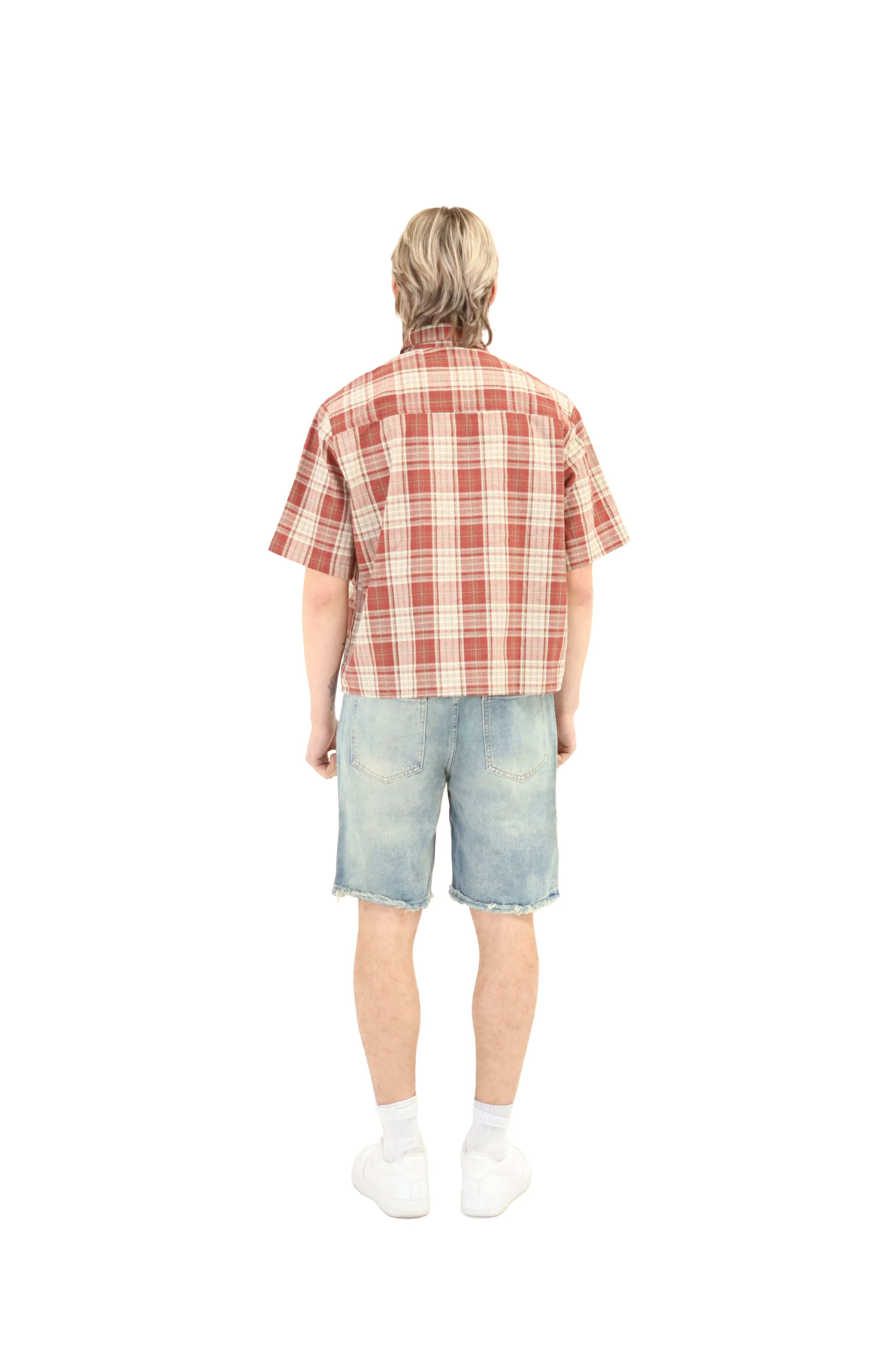 Short Sleeve Cropped Fit Checkered Shirt - Image 22