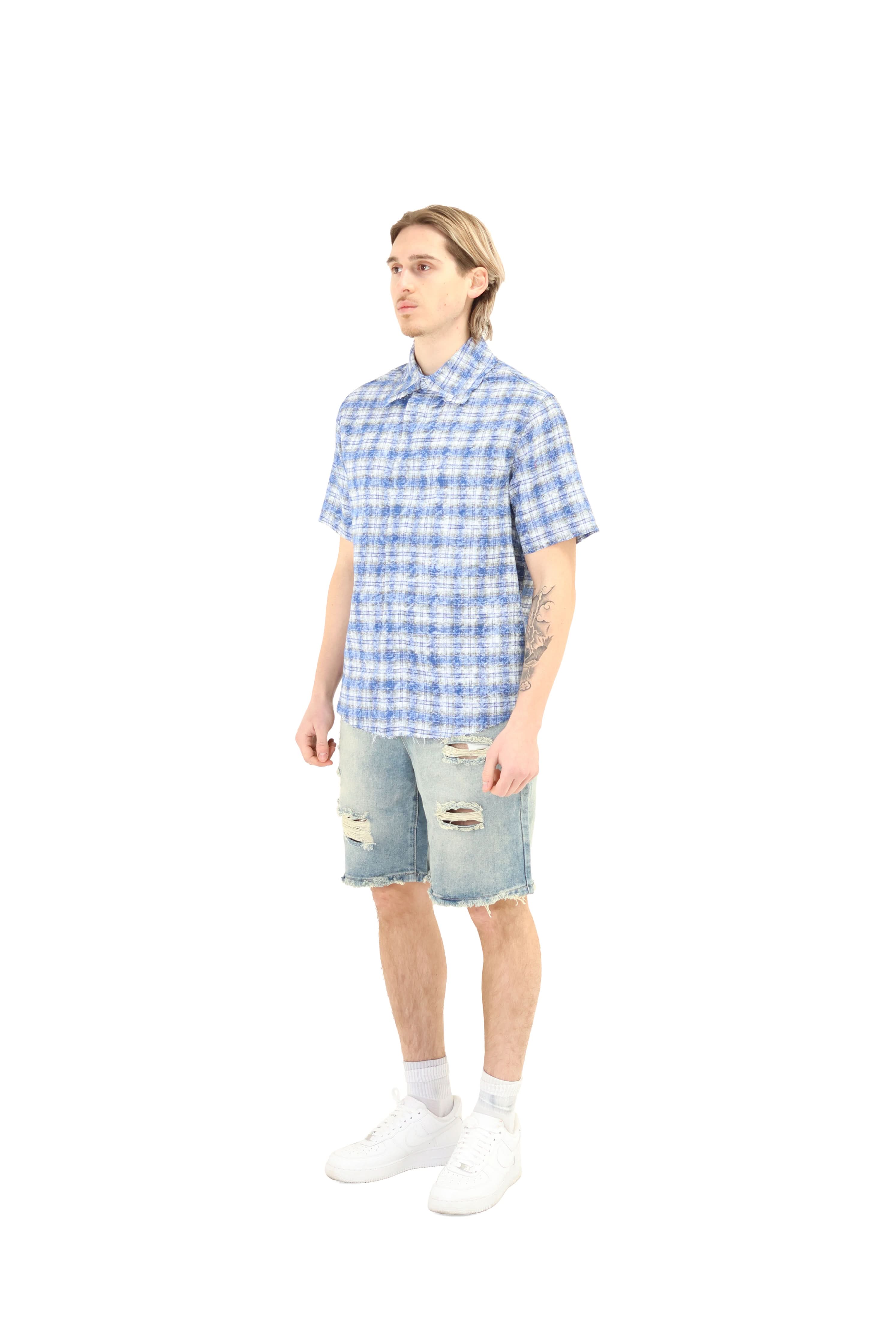 Short Sleeve Cropped Fit Checkered Shirt - Image 3