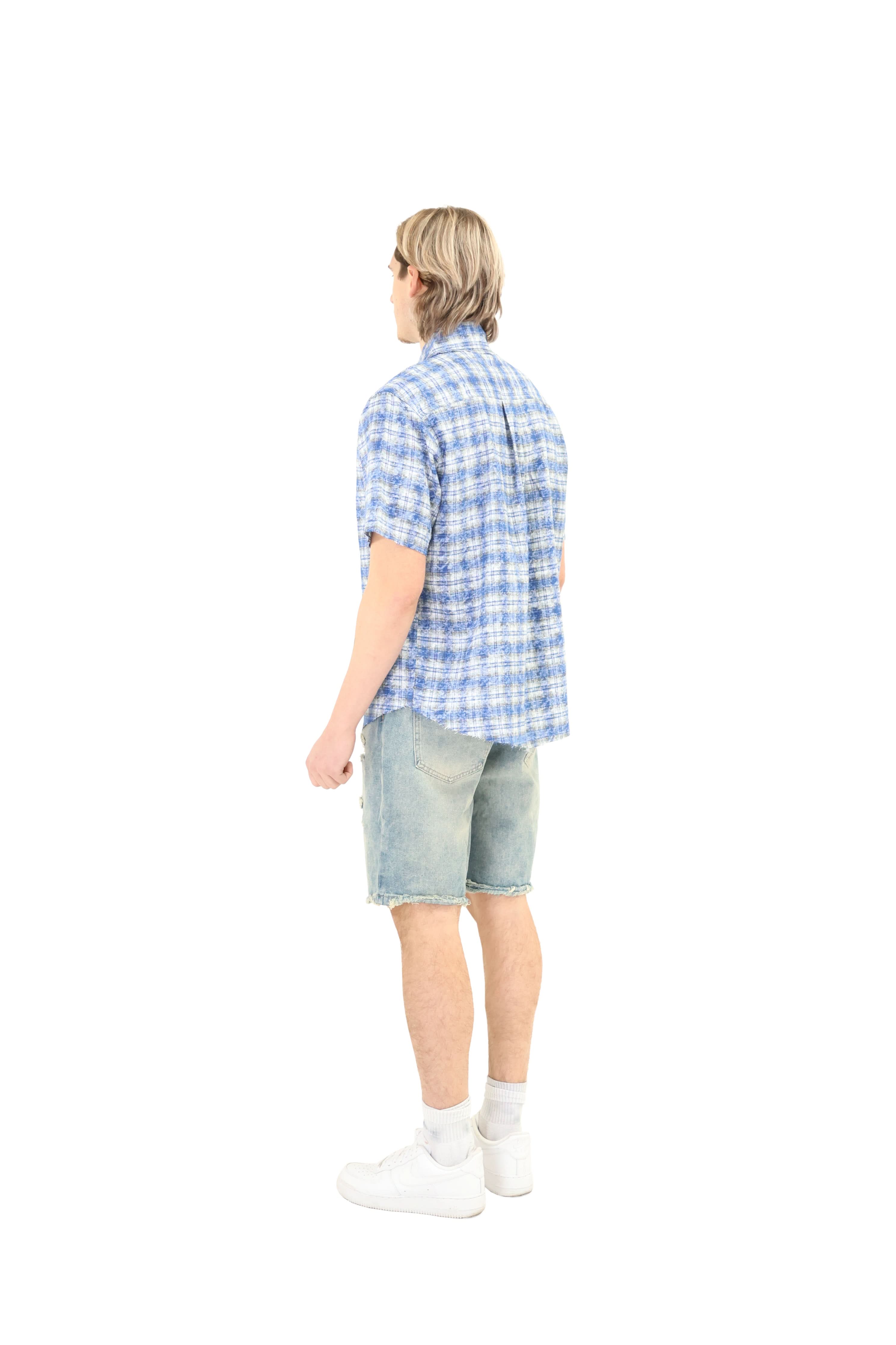 Short Sleeve Cropped Fit Checkered Shirt - Image 5