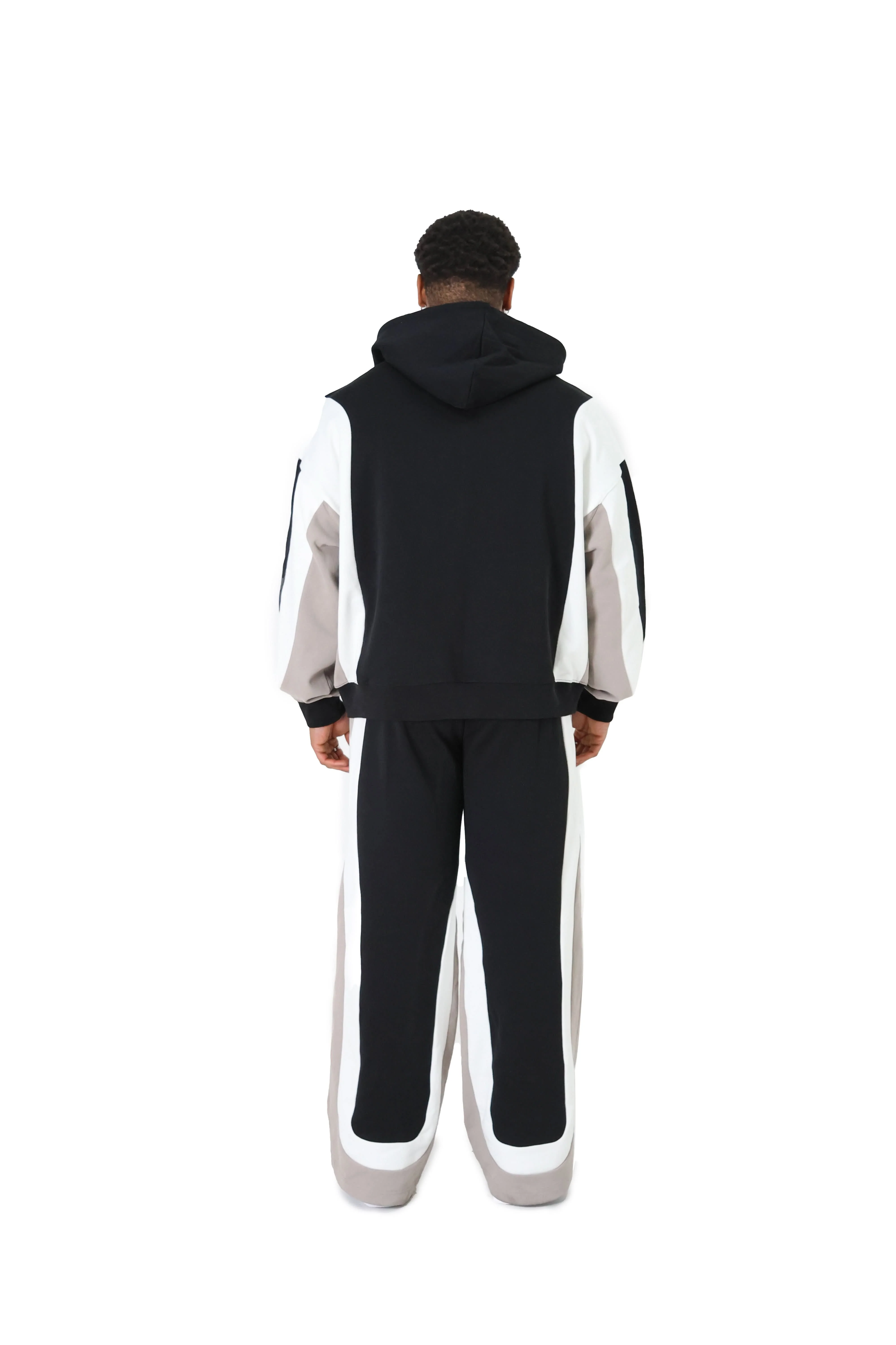 Multi Panel Pattern Oversized Zip Up Hoodies - Image 6