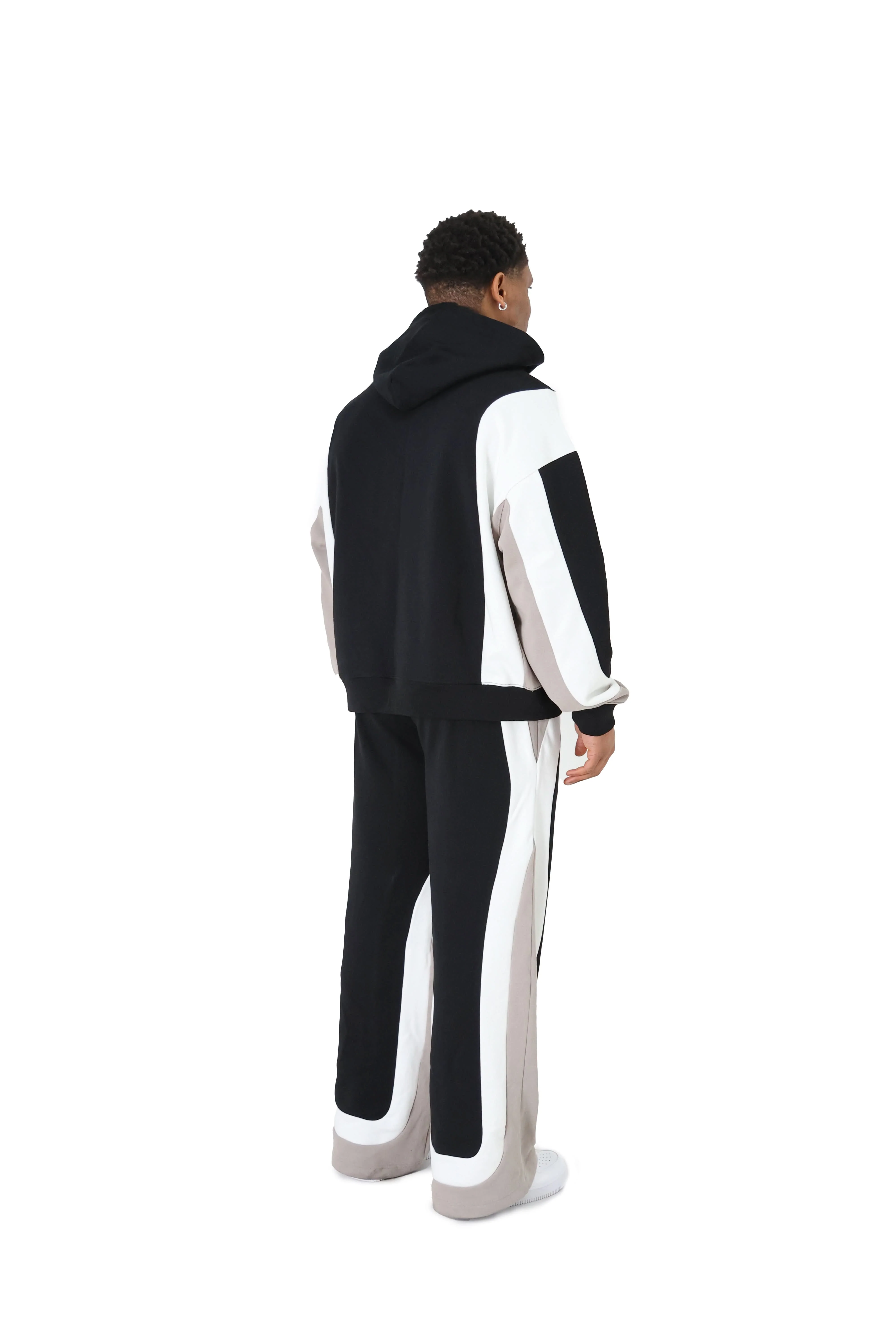 Multi Panel Pattern Oversized Zip Up Hoodies - Image 7
