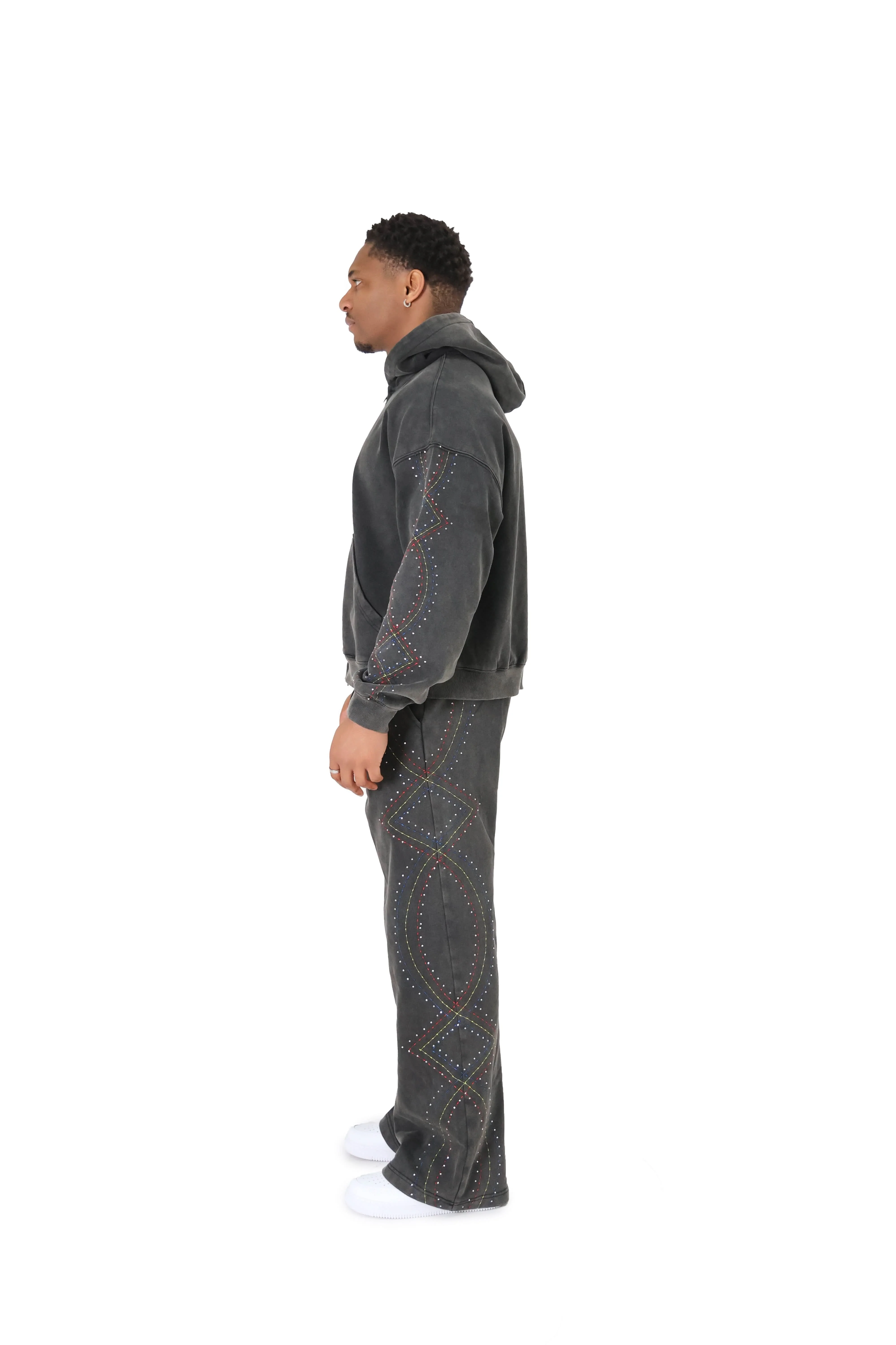 Stonewash Oversized  Rhinestone Joggers - Image 4