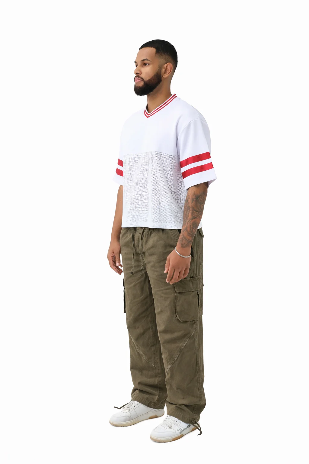 Wide Leg Denim Joggers With Zip - Image 3
