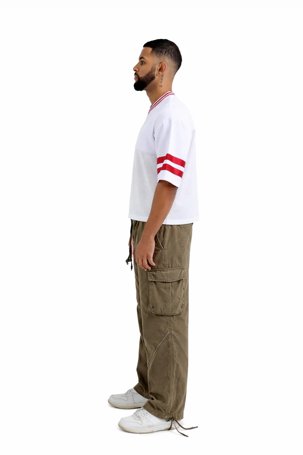 Wide Leg Denim Joggers With Zip - Image 4
